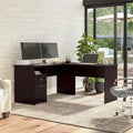 Bureau en L de 60 pouces avec tiroir pour dossiers et rangement ouvert