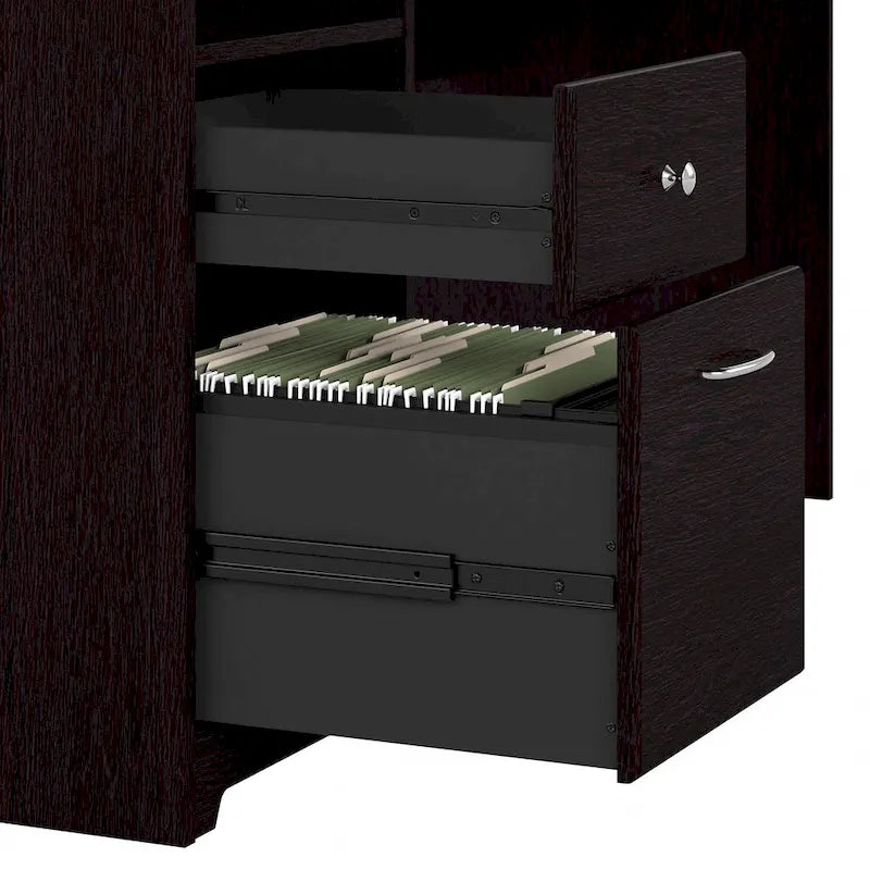 Bureau en L de 60 pouces avec tiroir pour dossiers et rangement ouvert