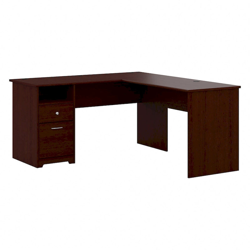 Bureau en L de 60 pouces avec tiroir pour dossiers et rangement ouvert