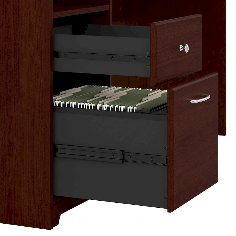 Bureau en L de 60 pouces avec tiroir pour dossiers et rangement ouvert