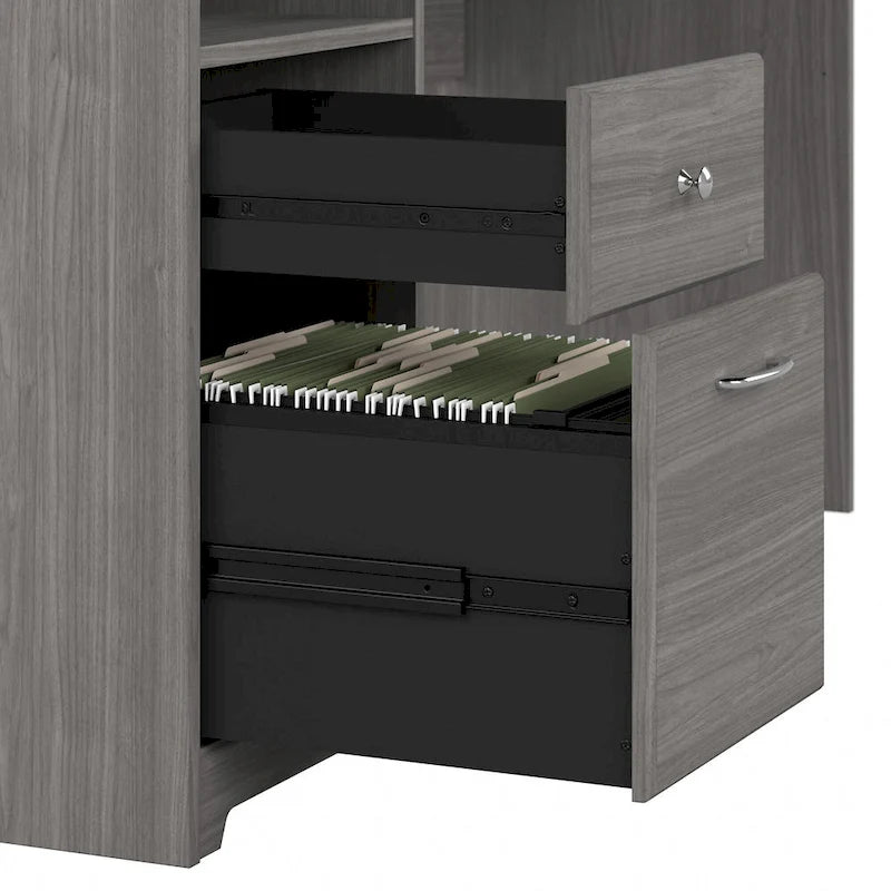 Bureau en L de 60 pouces avec tiroir pour dossiers et rangement ouvert