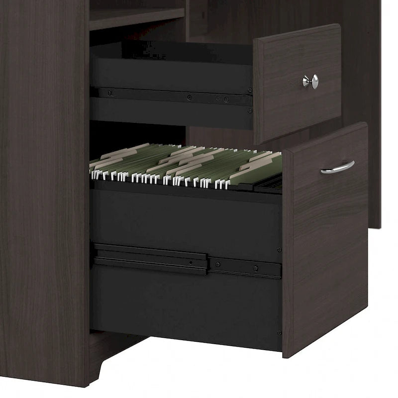 Bureau en L de 60 pouces avec tiroir pour dossiers et rangement ouvert