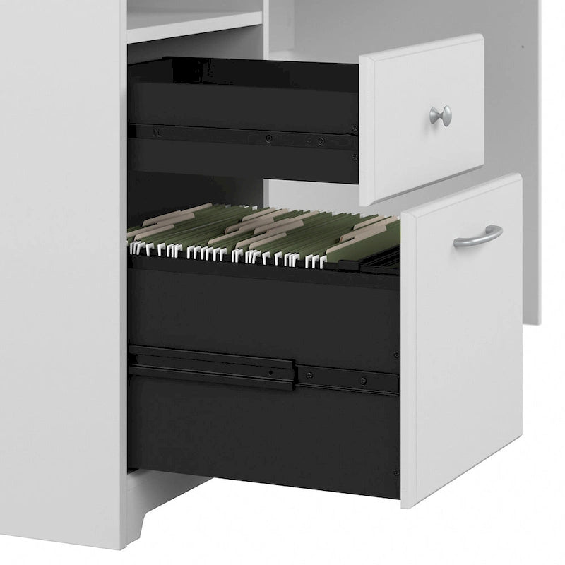 Bureau en L de 60 pouces avec tiroir pour dossiers et rangement ouvert