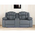 75-Inch Light Grey Faux Leather Power Reclining Loveseat with Storage