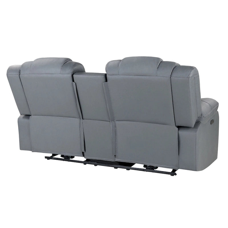 Loveseat reclinable eléctrico de piel sintética gris claro de 75 pulgadas con almacenamiento