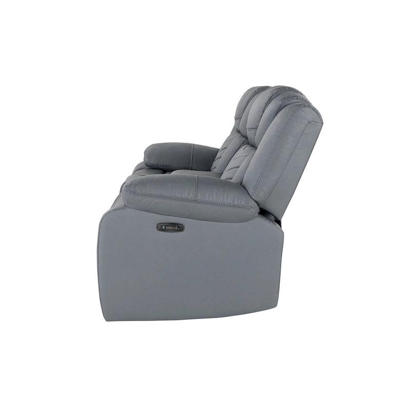 75-Inch Light Grey Faux Leather Power Reclining Loveseat with Storage