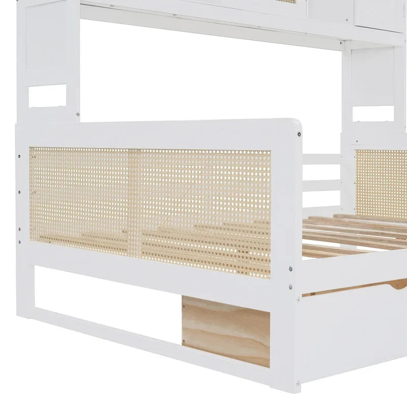 Full Wood Daybed with Cabinets, Shelves and 2 Storage Drawers