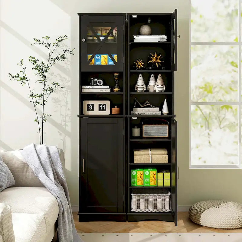 Ψηλό ντουλάπι αποθήκευσης μπάνιου 67 ιντσών με 5 ρυθμιζόμενα ράφια
