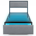 Metall-Plattformbett in Twin mit LED-Beleuchtung und Stauraumschublade
