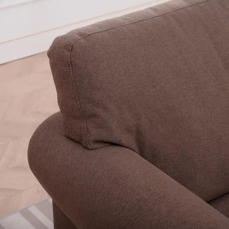 Brown Upholstered Accent Chair with Rolled Arms and Nailhead Trim