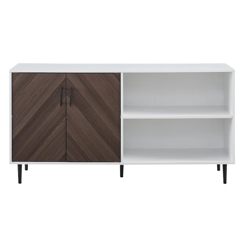 58-Inch Two-Tone TV Stand with Bookmatched-Effect Doors