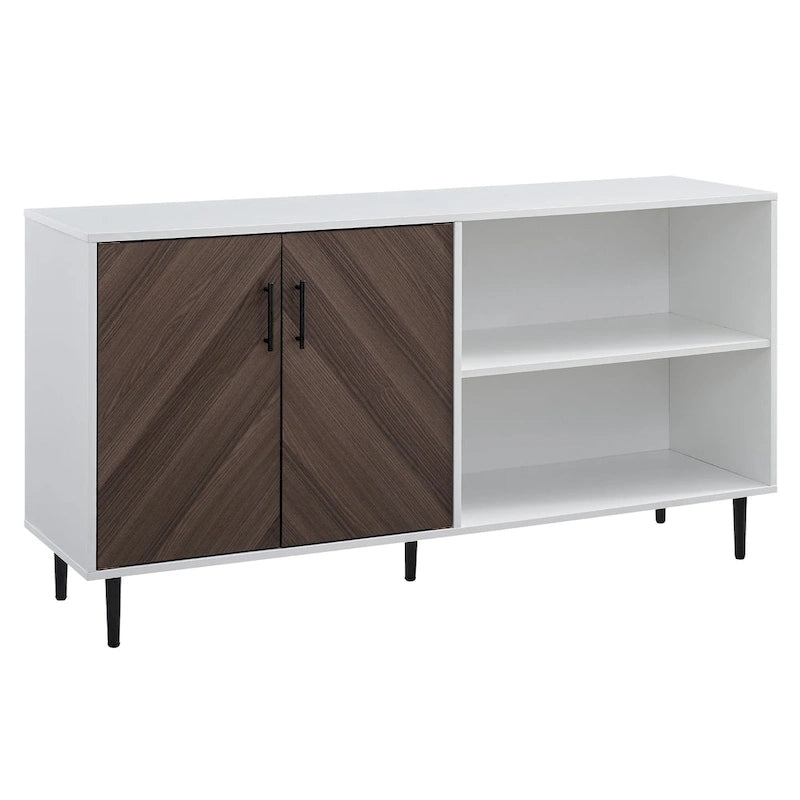 58-Inch Two-Tone TV Stand with Bookmatched-Effect Doors