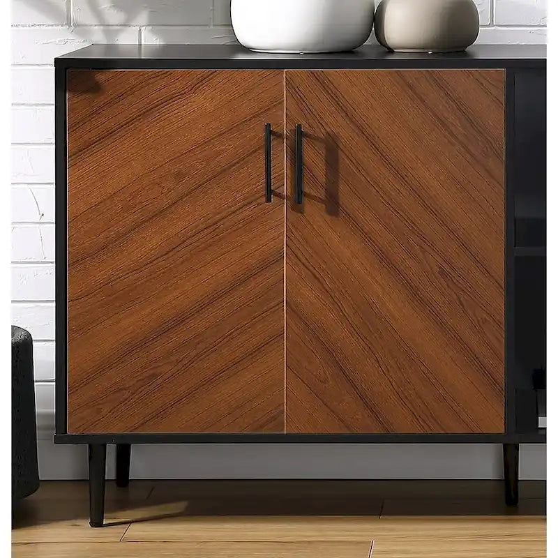 58-Inch Two-Tone TV Stand with Bookmatched-Effect Doors