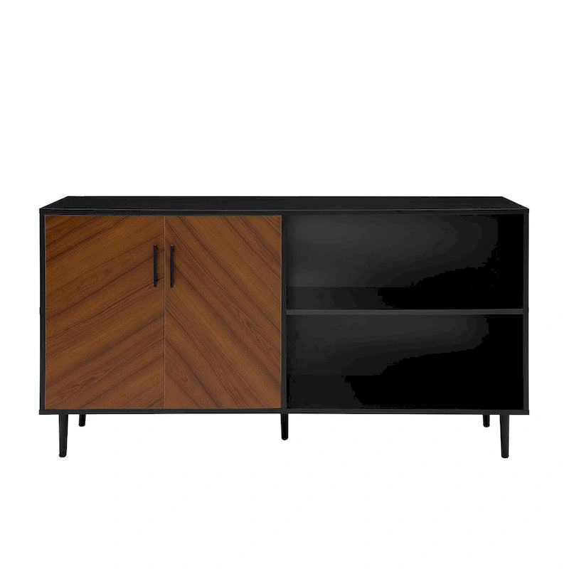 58-Inch Two-Tone TV Stand with Bookmatched-Effect Doors