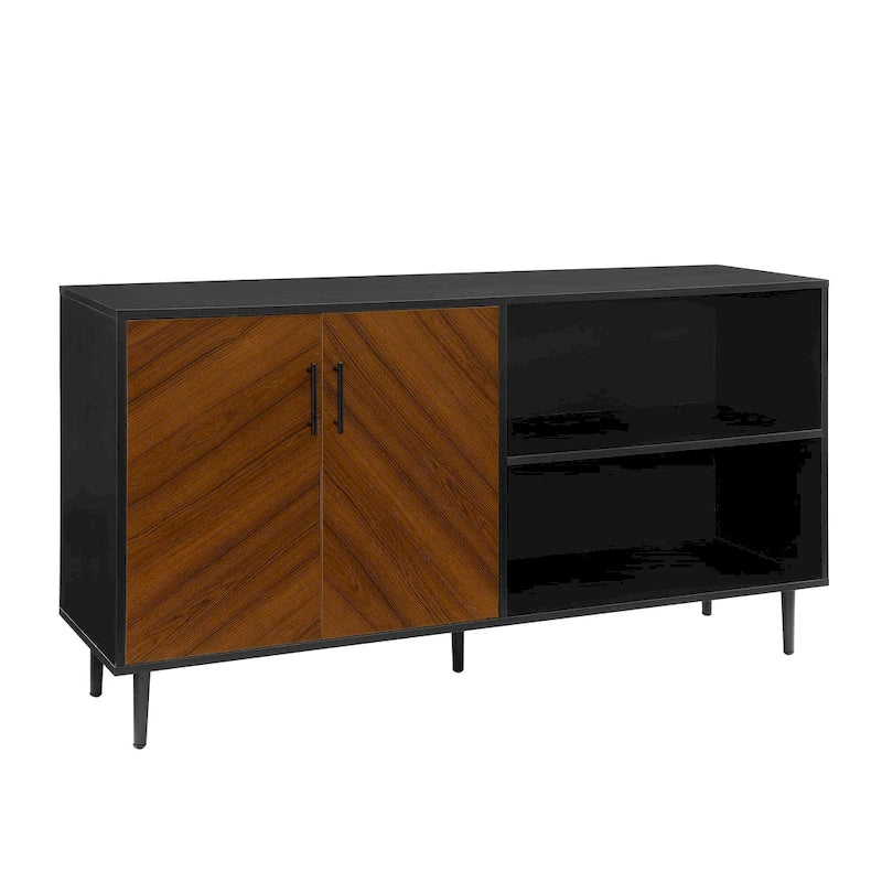 58-Inch Two-Tone TV Stand with Bookmatched-Effect Doors