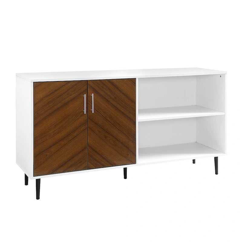 58-Inch Two-Tone TV Stand with Bookmatched-Effect Doors