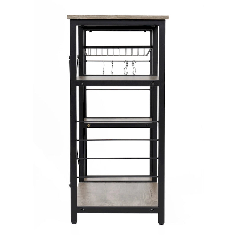 Scaffale portaoggetti da cucina a quattro ripiani con cestello in filo metallico estraibile