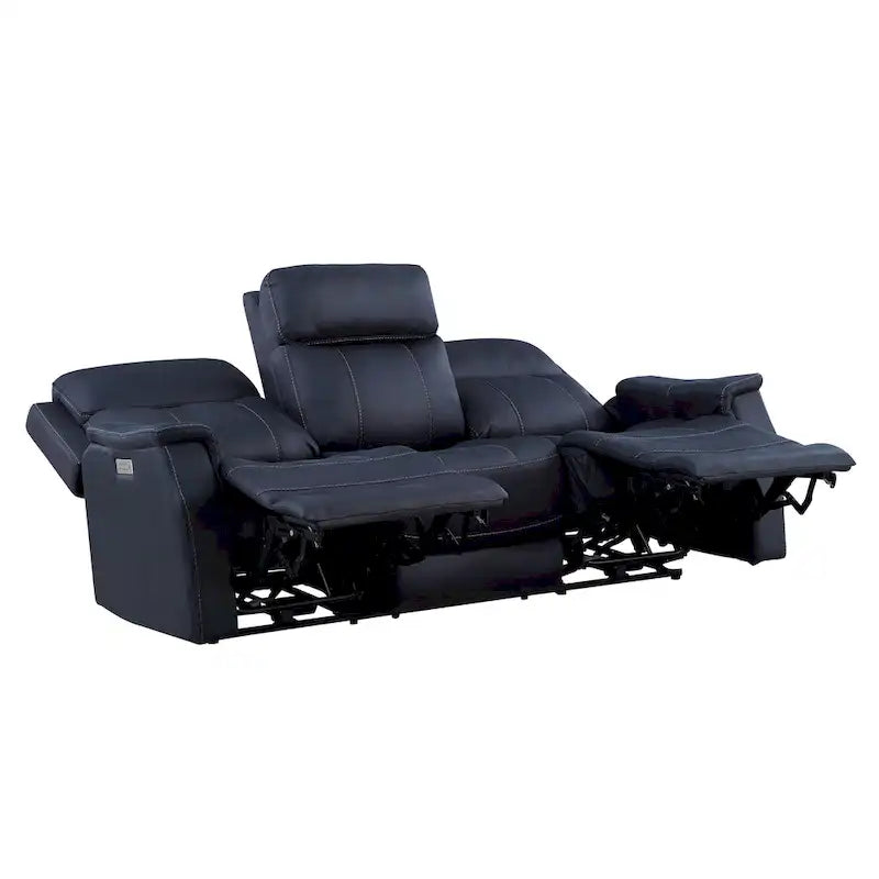 Rozkładana sofa z funkcją elektrycznego odchylania o długości 84 cali, obita sztuczną skórą i wyposażona w ładowanie USB