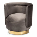 Poltrona decorativa girevole in velluto con base effetto oro