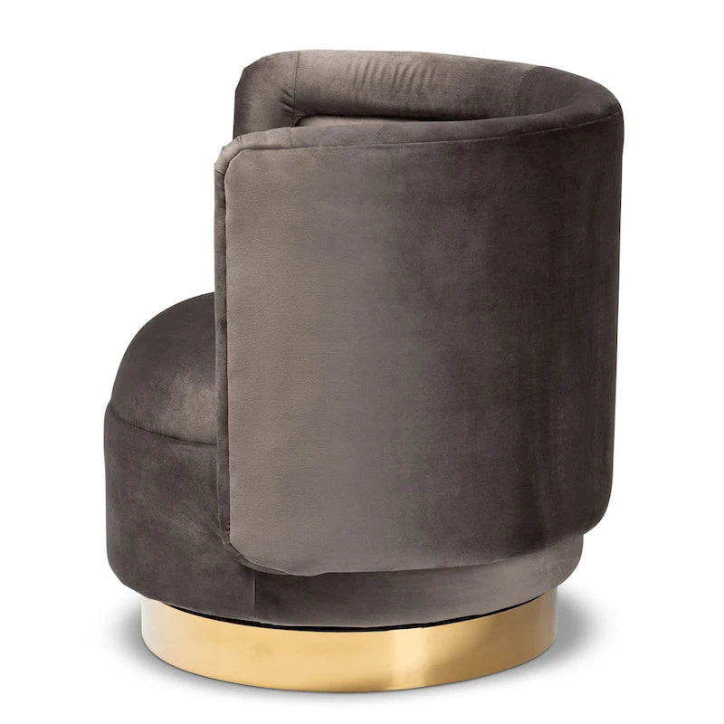 Poltrona decorativa girevole in velluto con base effetto oro