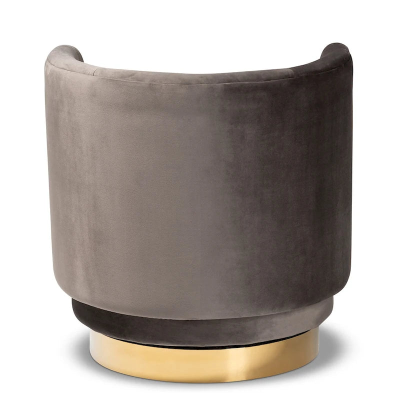 Poltrona decorativa girevole in velluto con base effetto oro