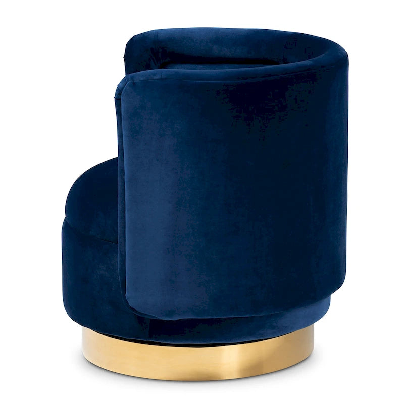 Poltrona decorativa girevole in velluto con base effetto oro
