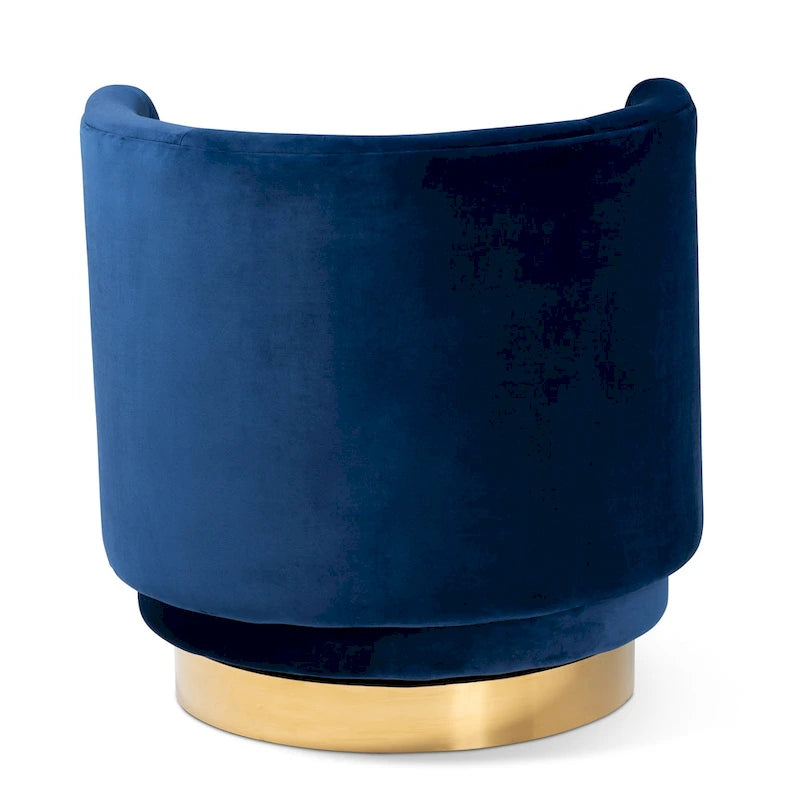 Poltrona decorativa girevole in velluto con base effetto oro