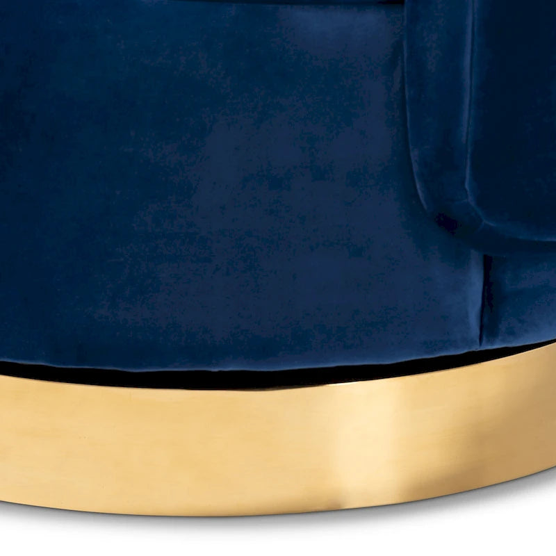 Poltrona decorativa girevole in velluto con base effetto oro