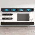 Wandmontiertes Entertainment-Center mit Schränken, Regalen und LED-Beleuchtung