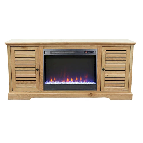 68-Inch Oak Electric Fireplace TV Console for TVs up to 80 Inches