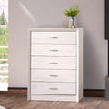Mid-Century Five-Drawer Tall Dresser with Woodgrain Finish