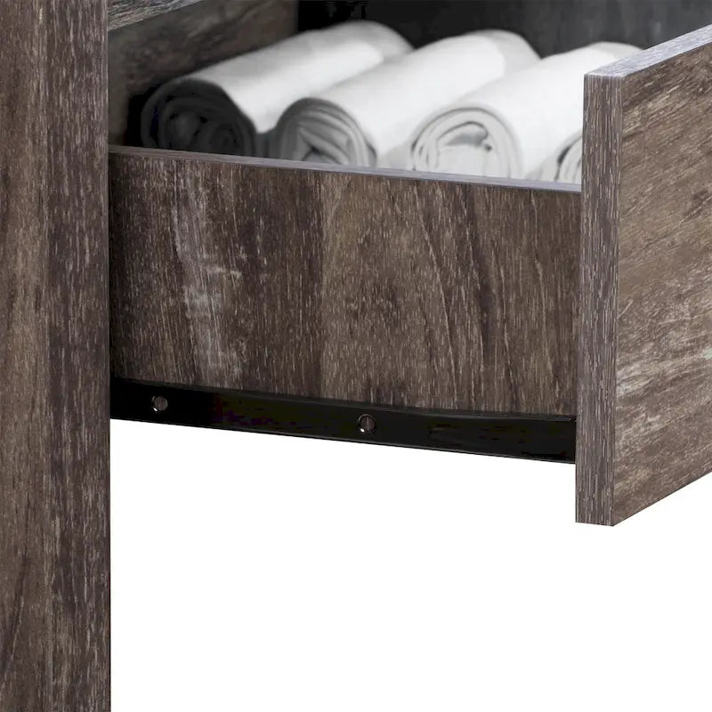 Mid-Century Five-Drawer Tall Dresser with Woodgrain Finish
