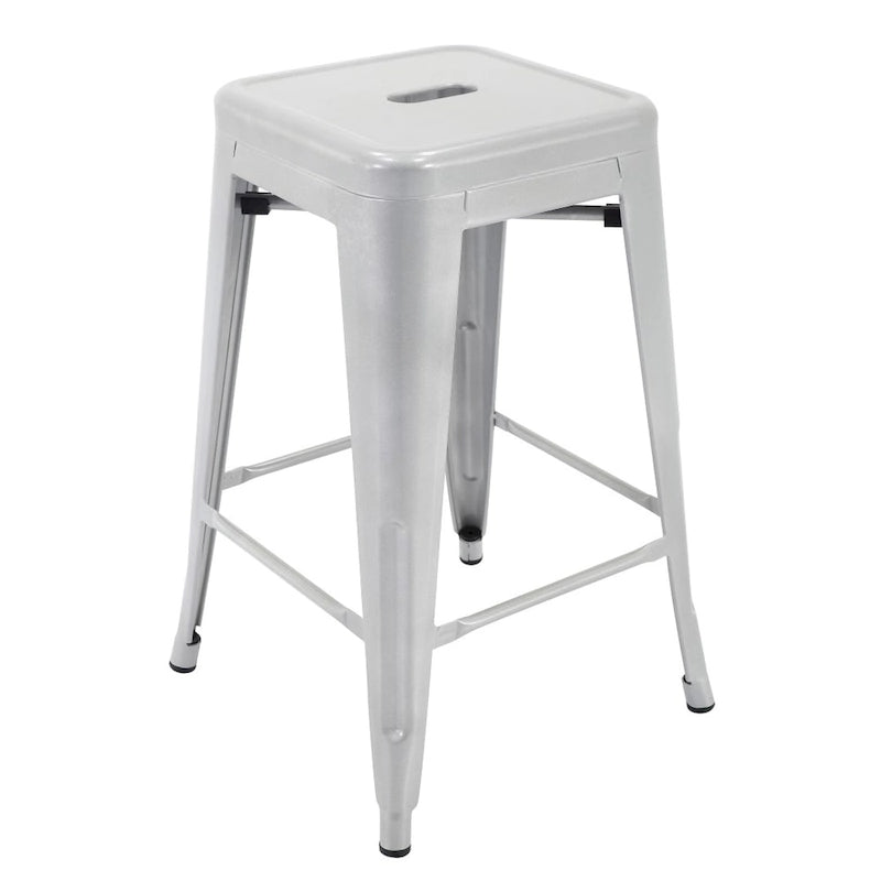 Taburetes apilables de metal para barra, para interiores y exteriores, juego de cuatro
