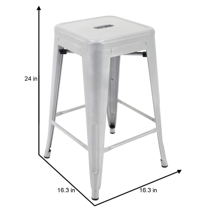 Stackable Metal Counter Stools for Indoor and Outdoor Use, Set of Four