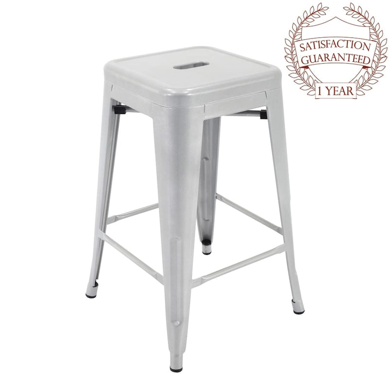 Taburetes apilables de metal para barra, para interiores y exteriores, juego de cuatro