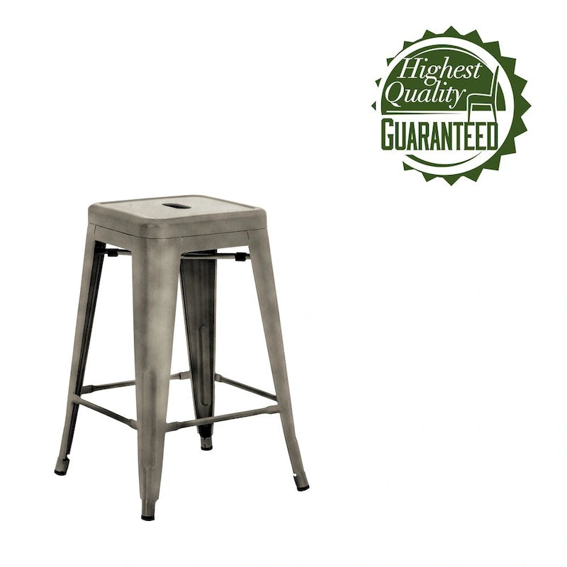 Stackable Metal Counter Stools for Indoor and Outdoor Use, Set of Four