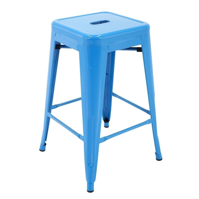 Stackable Metal Counter Stools for Indoor and Outdoor Use, Set of Four