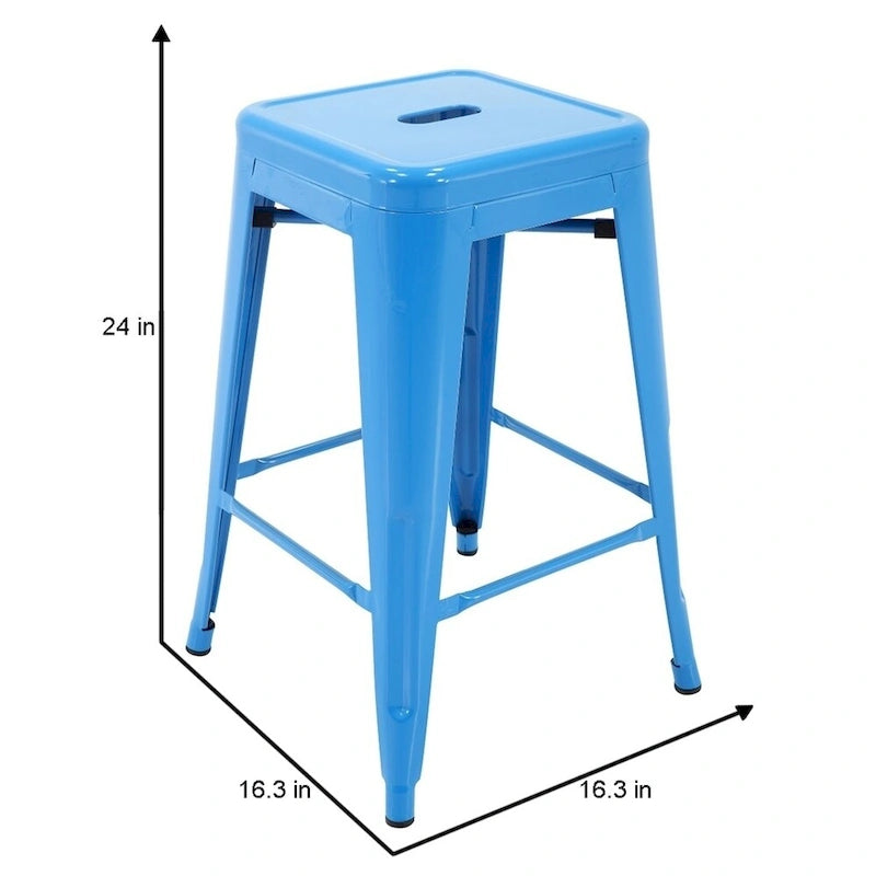 Stackable Metal Counter Stools for Indoor and Outdoor Use, Set of Four