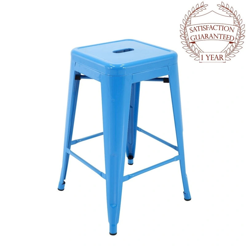 Stackable Metal Counter Stools for Indoor and Outdoor Use, Set of Four