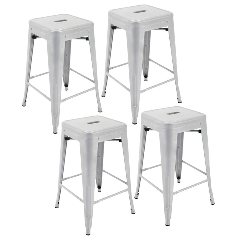 Stackable Metal Counter Stools for Indoor and Outdoor Use, Set of Four