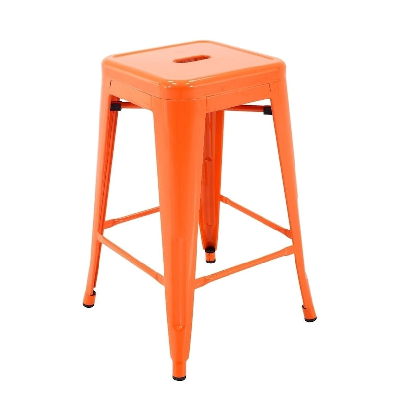 Stackable Metal Counter Stools for Indoor and Outdoor Use, Set of Four