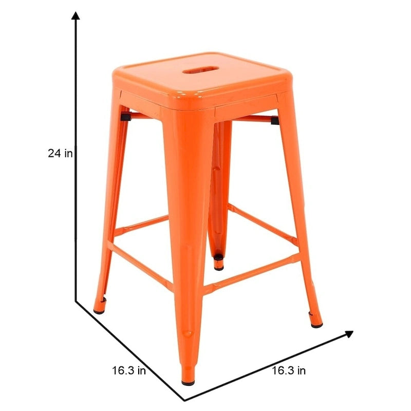 Stackable Metal Counter Stools for Indoor and Outdoor Use, Set of Four