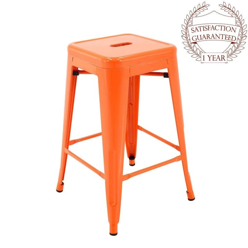 Stackable Metal Counter Stools for Indoor and Outdoor Use, Set of Four