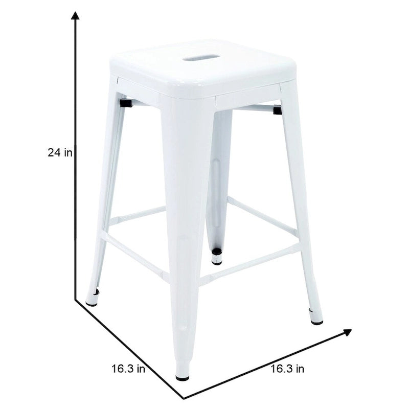 Stackable Metal Counter Stools for Indoor and Outdoor Use, Set of Four