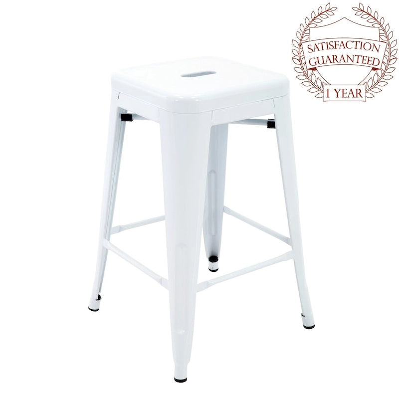 Stackable Metal Counter Stools for Indoor and Outdoor Use, Set of Four