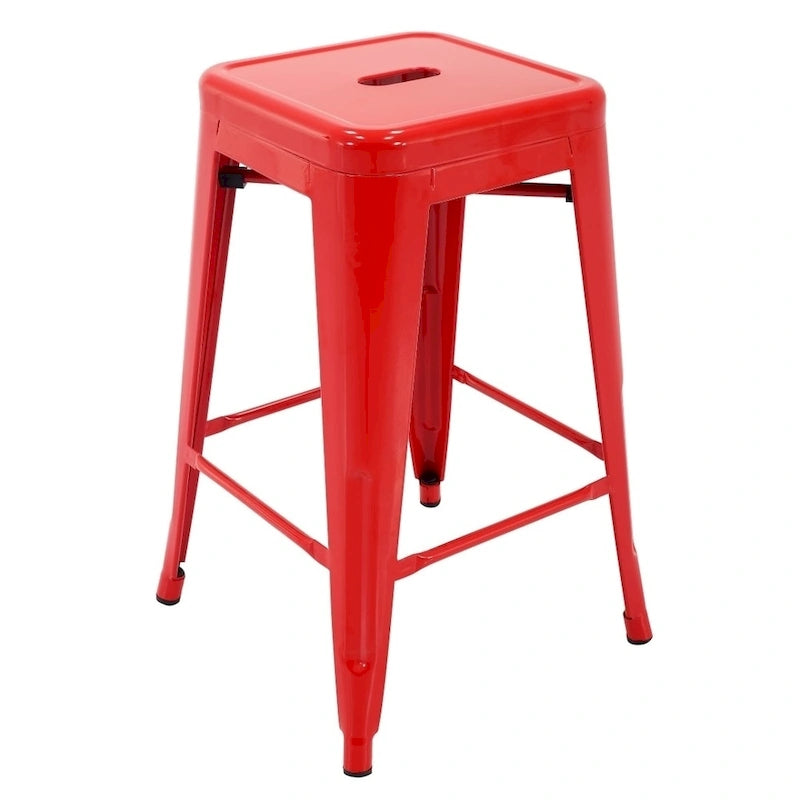 Stackable Metal Counter Stools for Indoor and Outdoor Use, Set of Four