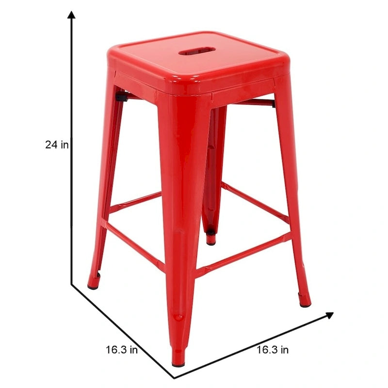 Stackable Metal Counter Stools for Indoor and Outdoor Use, Set of Four