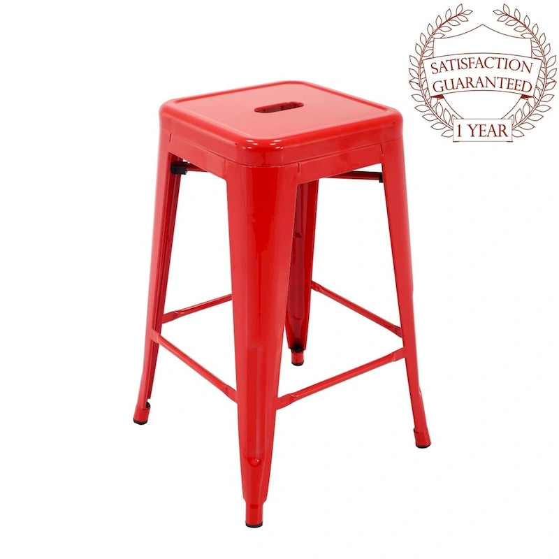 Stackable Metal Counter Stools for Indoor and Outdoor Use, Set of Four