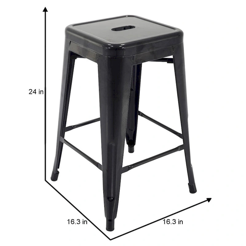 Stackable Metal Counter Stools for Indoor and Outdoor Use, Set of Four