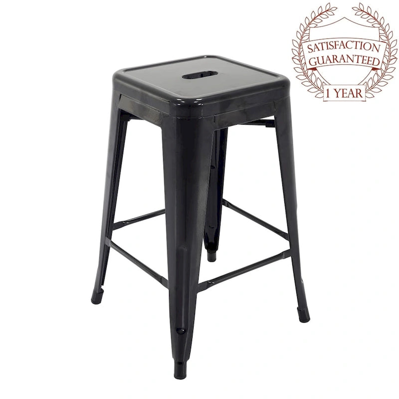 Stackable Metal Counter Stools for Indoor and Outdoor Use, Set of Four